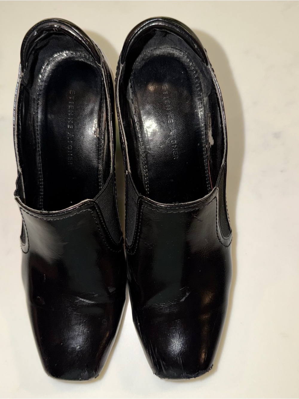Etienne Aigner Black Patent Slip-On Loafers
